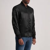 Arlis Black Leather Bomber Jacket